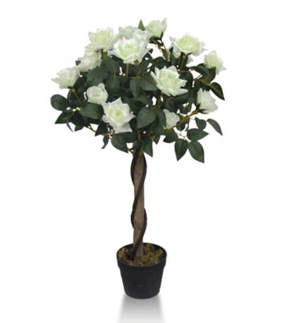 Artificial White Rose Plant in a decorative pot