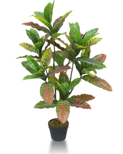 Lifelike Tropical Artificial Codiaeum Plant in Pot