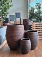 Explore the SOUL FRP planter with horizontal ribbed texture. Perfect for both indoor and outdoor spaces, offering durability and style. Shop modern FRP planters now at ArtaFlora.com.