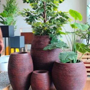 Discover the UTTAMA tapering cylinder FRP planter—textured, durable, and stylish. Perfect for homes and offices. Shop now at ArtaFlora.com.