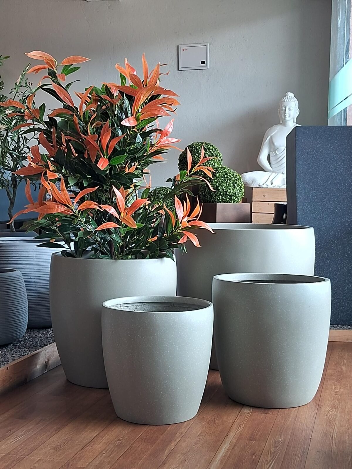 Shop premium round FRP planters for any space. Durable, stylish, and easy to maintain. Discover the BRIYA planter now at ArtaFlora.com.