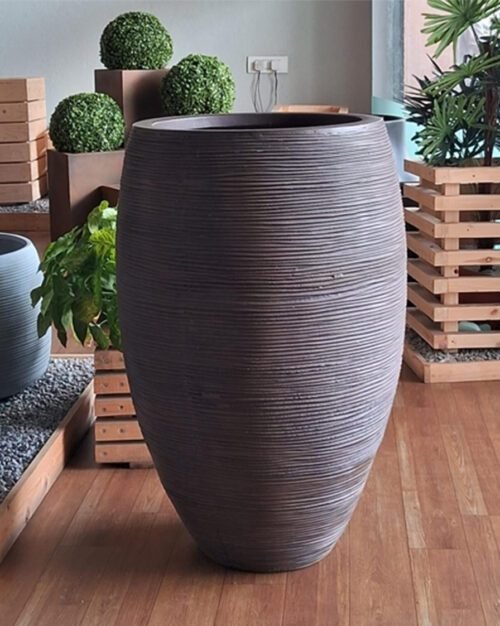 Discover the MYNA Premium Textured Tall Planter, a stylish Ugaoo rib high planter made from durable FRP, perfect for modern indoor and outdoor decor at ArtaFlora.com.