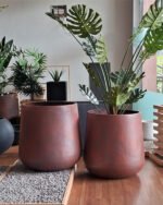 Shop the JIVA Premium Large Round FRP Planter in terracotta. Durable, lightweight, and perfect for indoor or outdoor spaces. Explore premium planters at ArtaFlora.com.