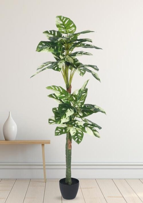 “Large Artificial Monstera plant with split leaves – tropical home decor”