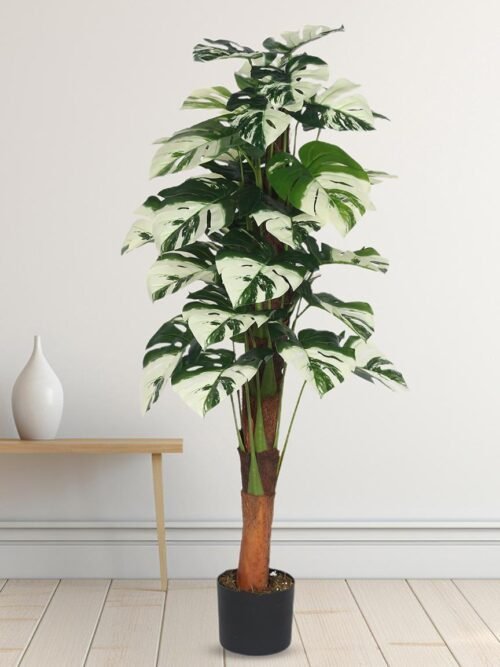 Faux Artificial Monstera White Plant