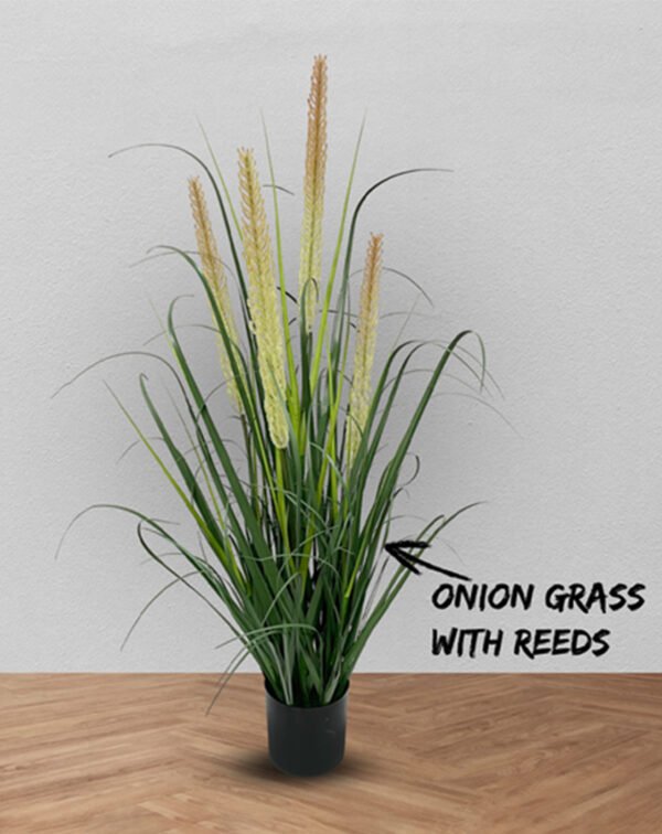 Artificial onion grass plant with natural green blades