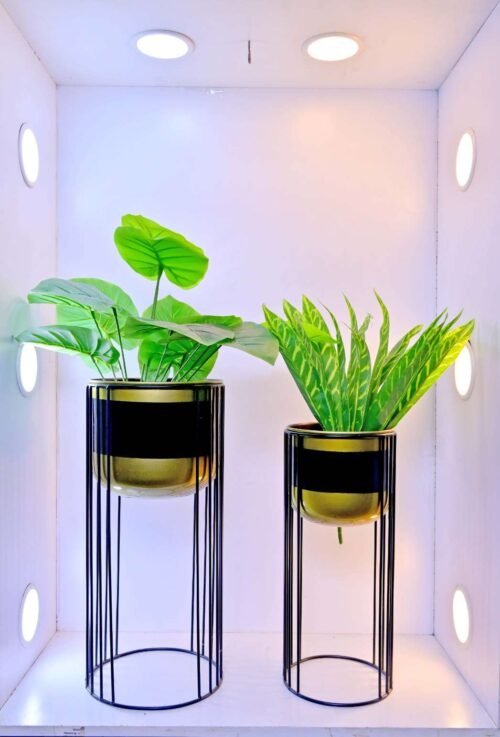 Shop the Modern Tiered Plant Stands with Cylindrical Planters Set of 2. A stylish and functional solution for displaying plants. Available now at ArtaFlora.com.
