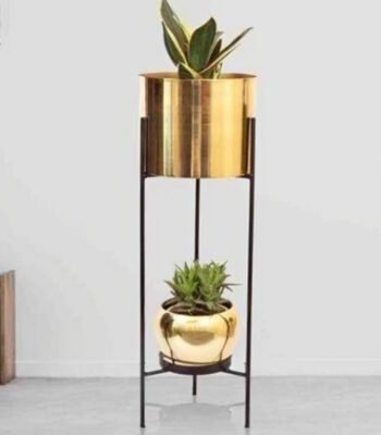 Shop the 2-Tier Modern Gold Cylinder Plant Stand (23.6 inches) for a stylish way to display your plants. Perfect for adding modern charm to your home decor. Shop now at ArtaFlora.com.