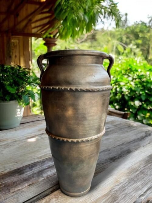 Buxor Terracotta Antique Urn with sculpted handles