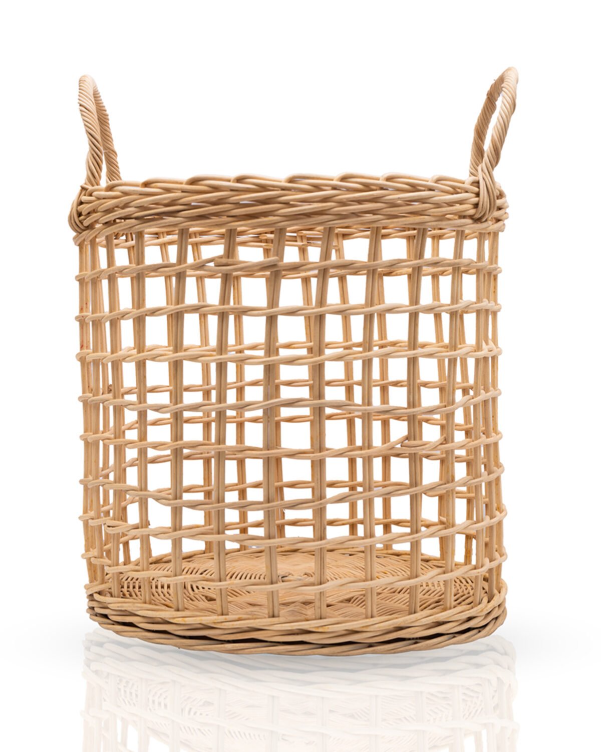 Handmade rattan storage basket with handles