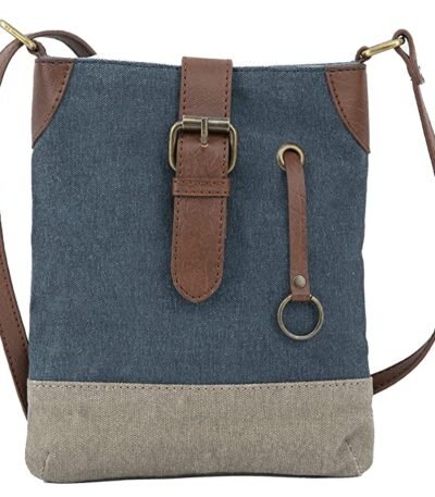 Mona B - 100% Cotton Canvas Small Messenger Crossbody Vintage Sling Bag with Stylish Design for Women (Navy)