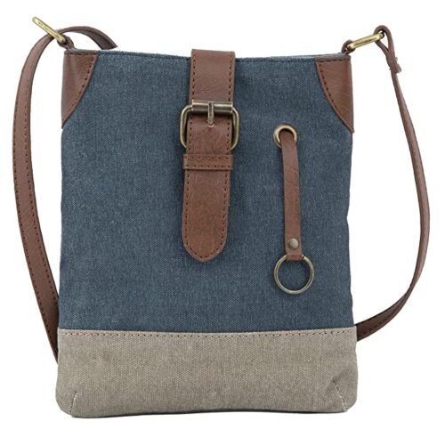 Mona B - 100% Cotton Canvas Small Messenger Crossbody Vintage Sling Bag with Stylish Design for Women (Navy)