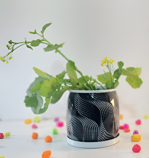 Assorted Marble-Effect Printed Metal Planter