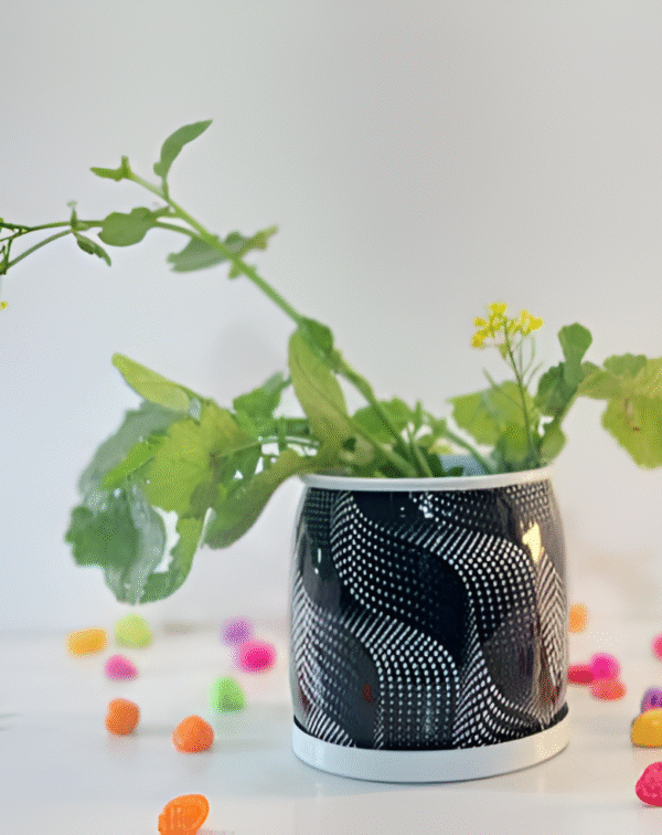 Assorted Marble-Effect Printed Metal Planter