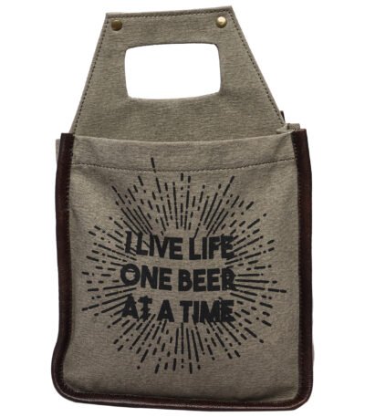 Mona B - 100% Canvas Beer 6 Pack Carrier, Caddy, Holder, Tote, Basket, Bottle Holder (Life)