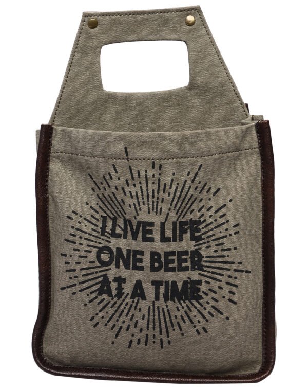 Mona B - 100% Canvas Beer 6 Pack Carrier, Caddy, Holder, Tote, Basket, Bottle Holder (Life)