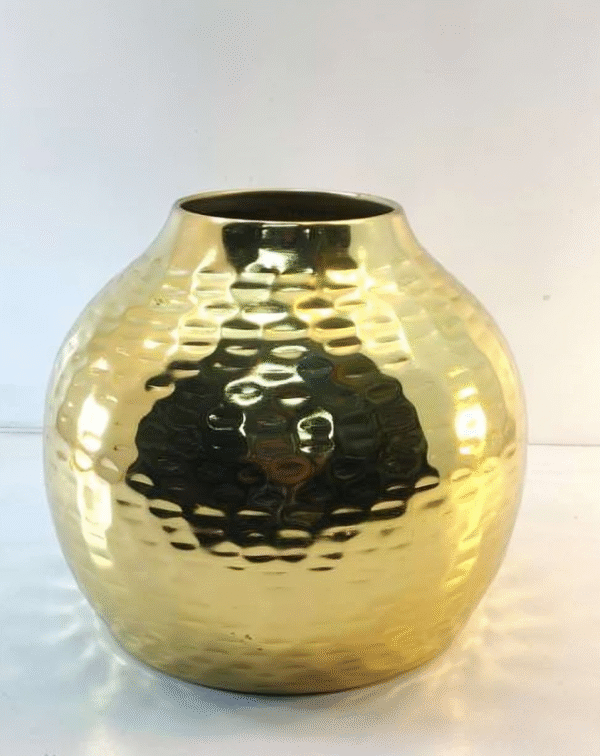 Round Hammered Metal Vase – Brass & Copper Finish