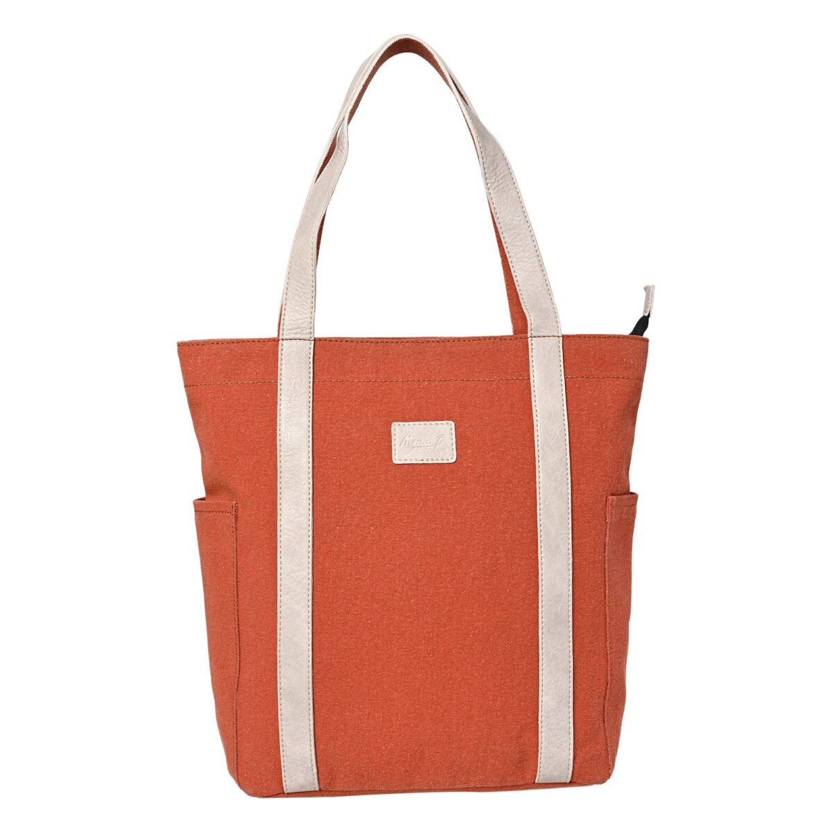 Mona B - Color Block Tote: Burnt Orange