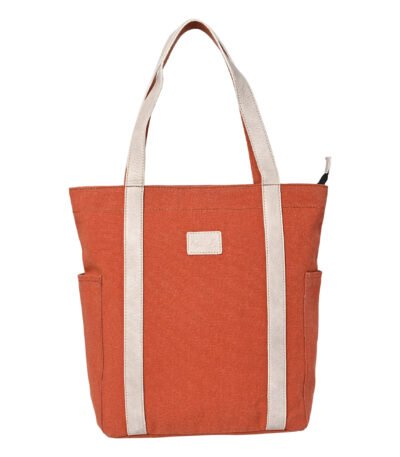 Mona B - Color Block Tote: Burnt Orange