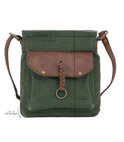 Mona B - 100% Cotton Canvas Small Messenger Crossbody Vintage Sling Bag with Stylish Design for Women (Forest Green)