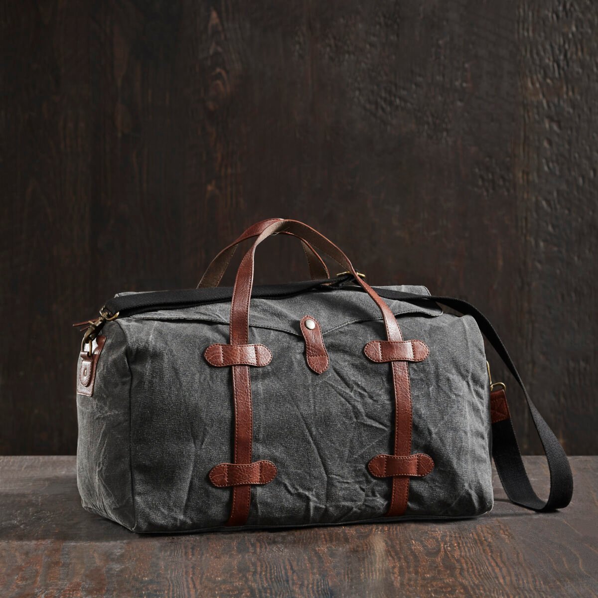 Flap Duffle Bag For Men & Women - Black