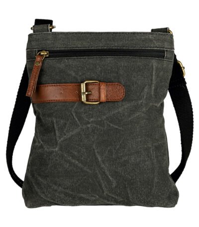 Mona B - Upcycled Canvas Messenger Crossbody Bag with Stylish Design for Men and Women