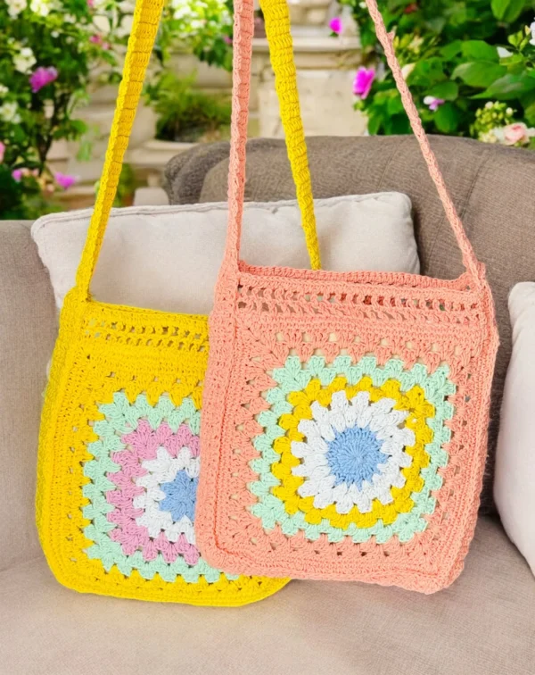 Ethnic Queen Handknitted Crochet Handbag for Women – Floral Cotton Tote with Zipper & Lining