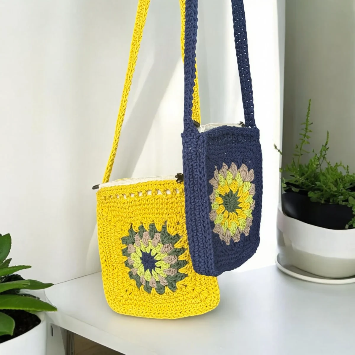 Explore artisanal charm with Ethnic Babe’s cotton crochet sling bag. Handknitted, floral, and lined with a secure zipper—perfect for everyday boho elegance.