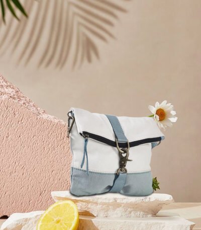 Mona B - Women's and Girls Finley Canvas Bag Recycled Sling Bag (Ocean) (Blue)