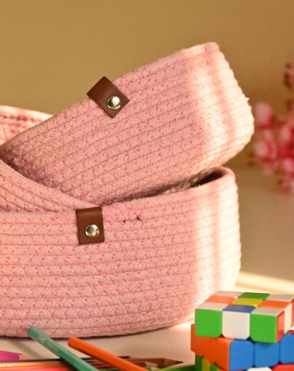 Jute & Cotton Design Rectangular Basket.