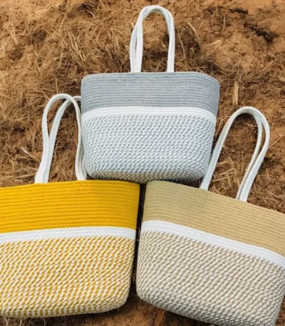 Elevate everyday style with the Lucky handcrafted cotton rope tote bag for women. Features double handles and a compact, versatile design for office or college.