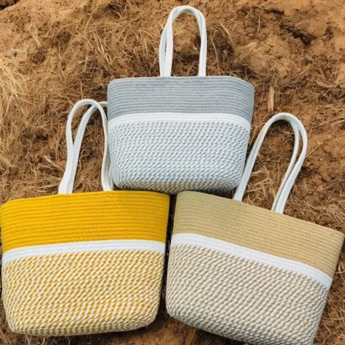Elevate everyday style with the Lucky handcrafted cotton rope tote bag for women. Features double handles and a compact, versatile design for office or college.