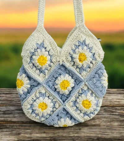 Discover the charm of the Lovely Lady handcrafted cotton yarn crochet bag – fully lined with a secure zipper, perfect for everyday elegance.