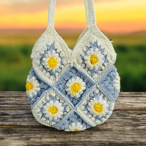Discover the charm of the Lovely Lady handcrafted cotton yarn crochet bag – fully lined with a secure zipper, perfect for everyday elegance.