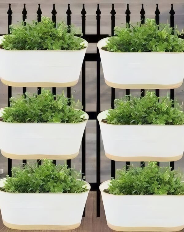 Rectangular White Metal Balcony Planter