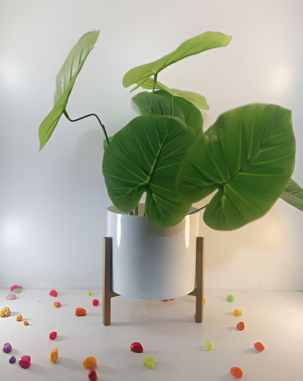Iron Planter with Wooden Stand