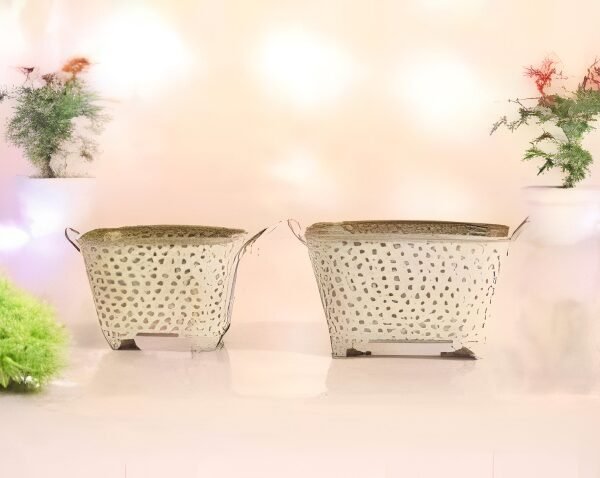 Oval Dotted Metal Planters
