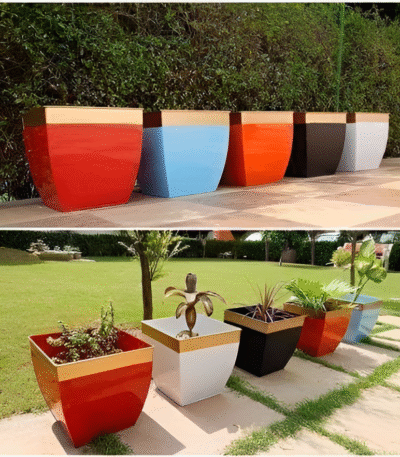 Glossy Dual-Tone Square Planter