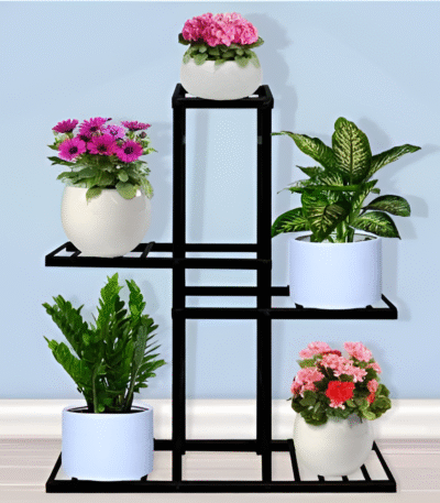 Black Tiered Iron Plant Stand