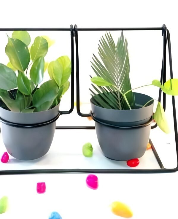 Metal Swing Planter – Twin Pot Hanging Frame