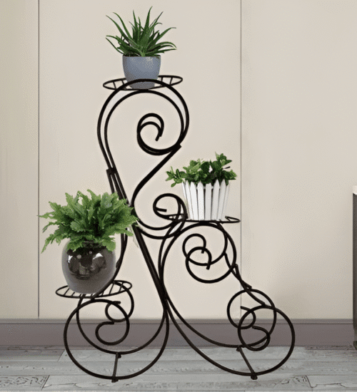 Decorative plant stand with curves