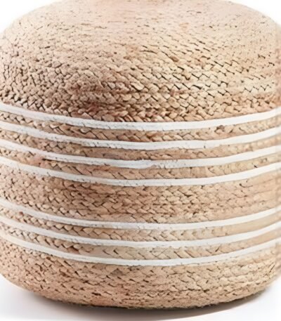 Striped Jute Cotton Pouffe