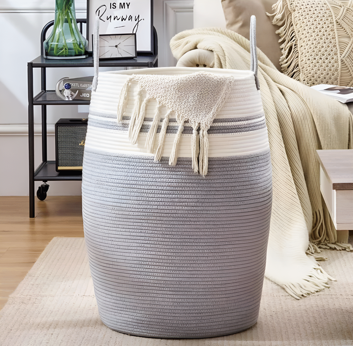 Tall Cotton Rope Storage Basket